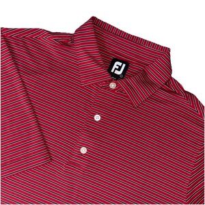 FootJoy Polo Shirt Mens L Golf Performance Stretch FJ Red strips